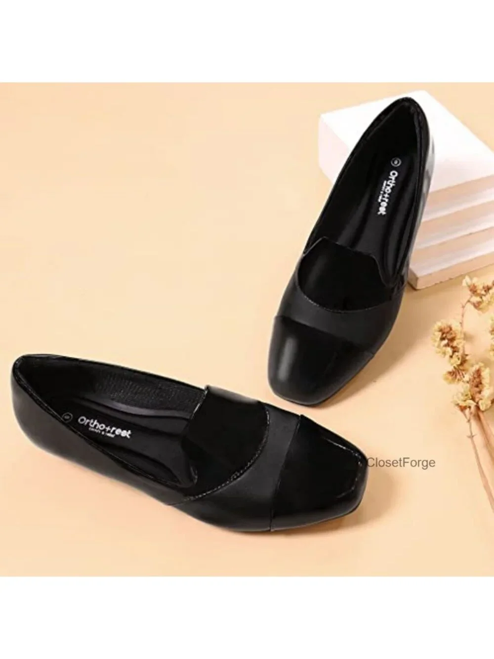 Orthopedic Loafers for Women Bunions Slip On Dress Shoes Cushioned Faux Leather